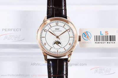 LS Factory IWC Portugieser Moon-Phase White Dial Rose Gold Bezel 2824-2 41 MM Automatic Watch